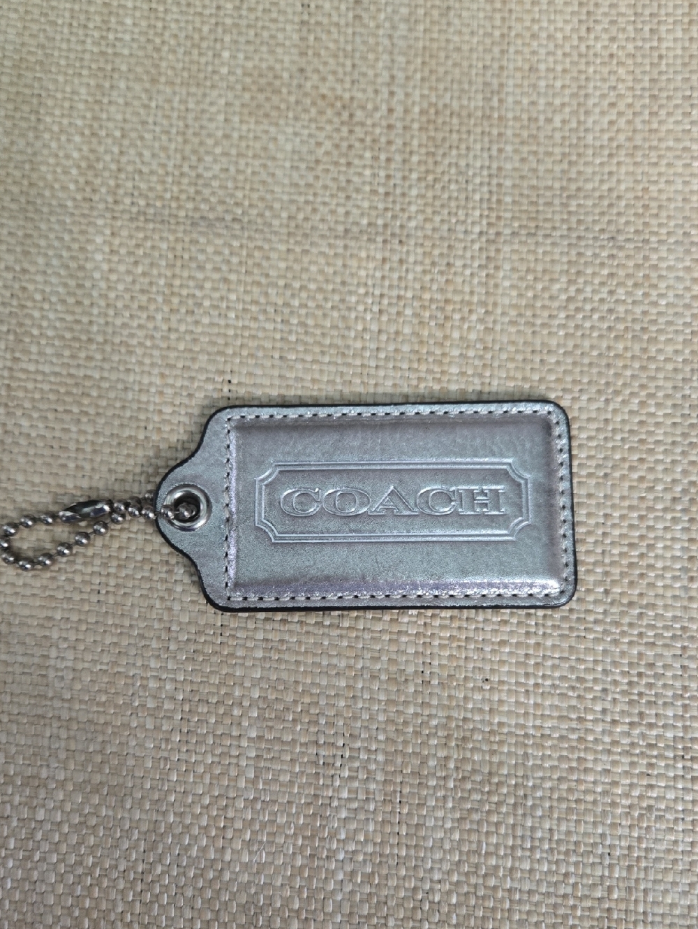 Coach Silver Metallic Leather Bag Tag